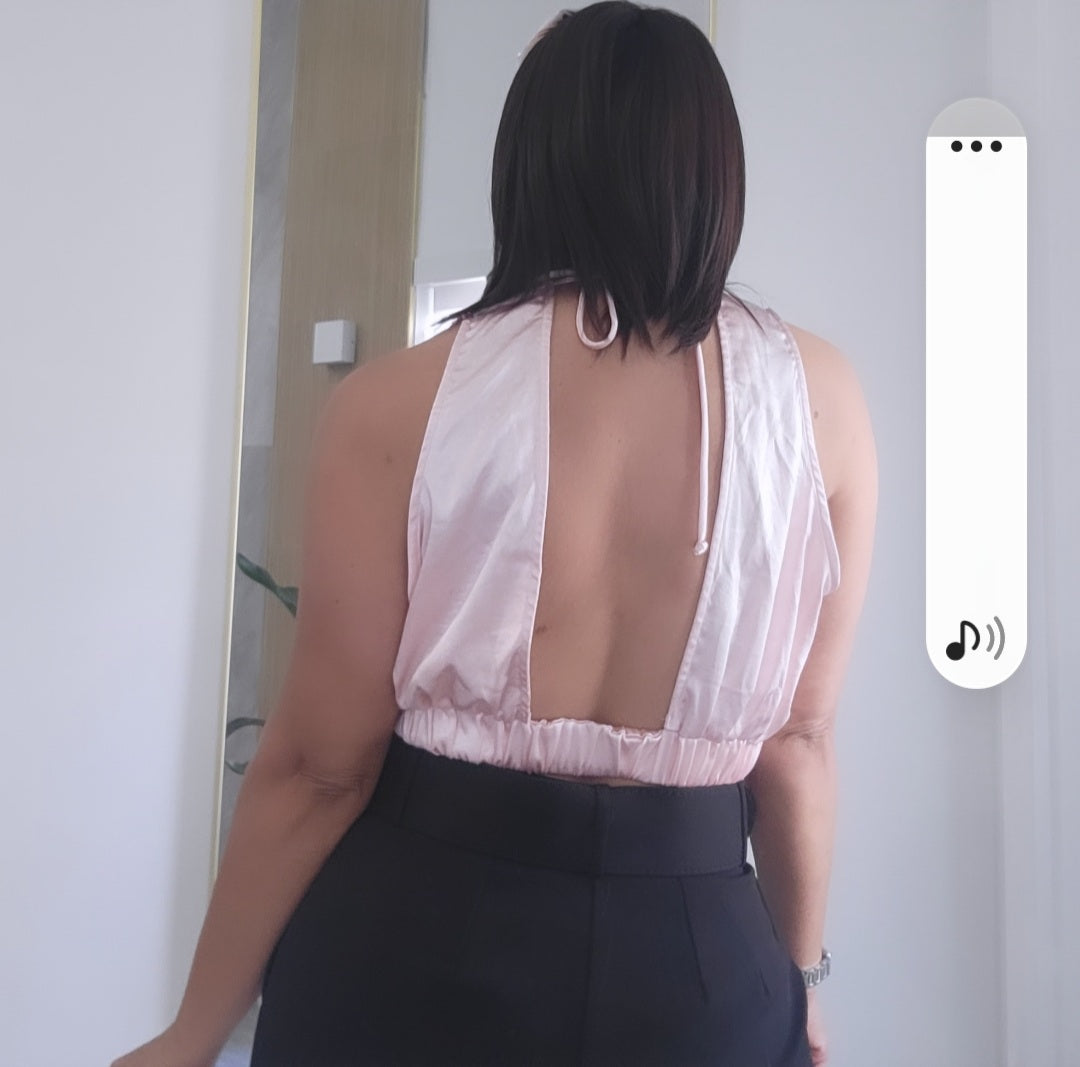 Satin Open Back Top
