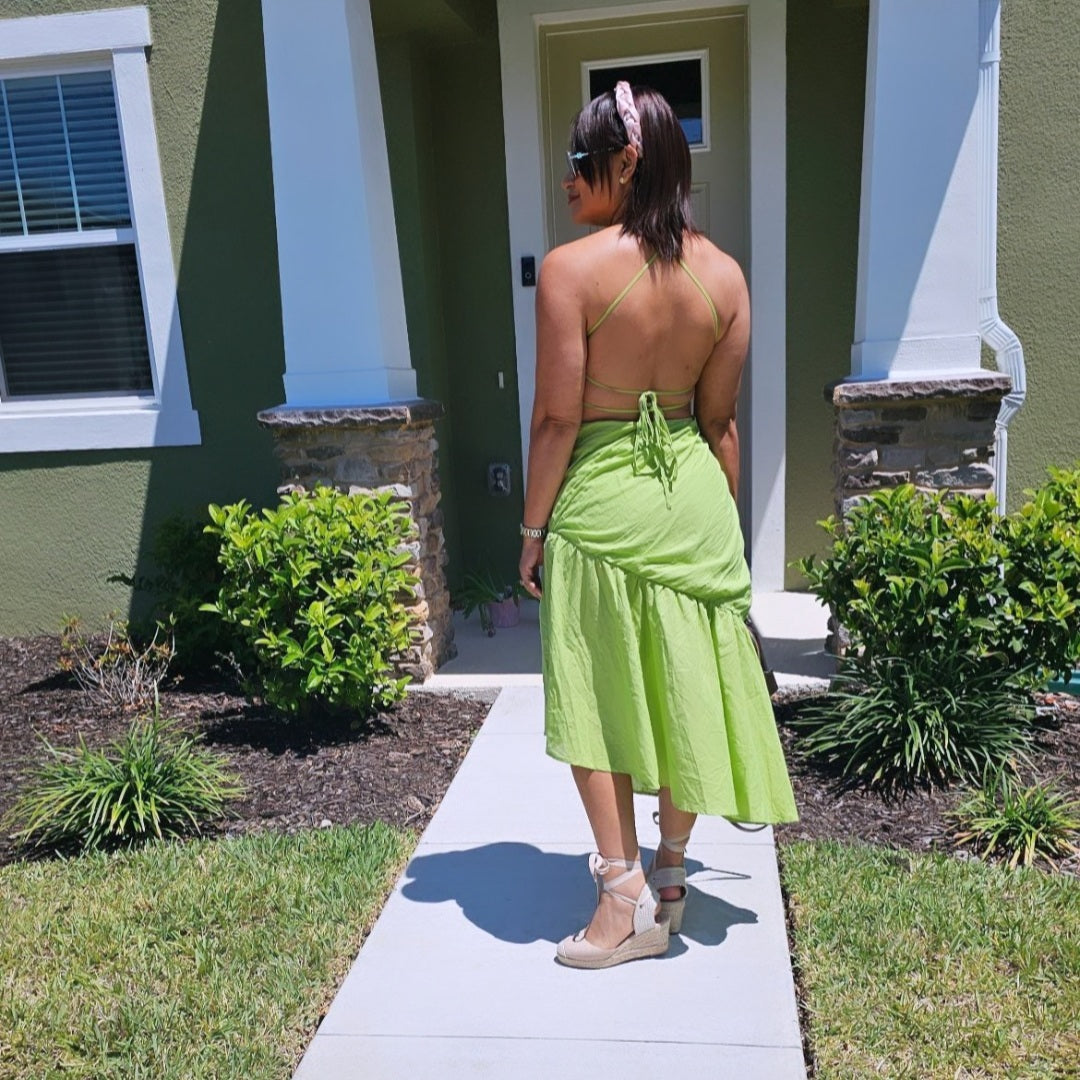 Lime Open Back Dress