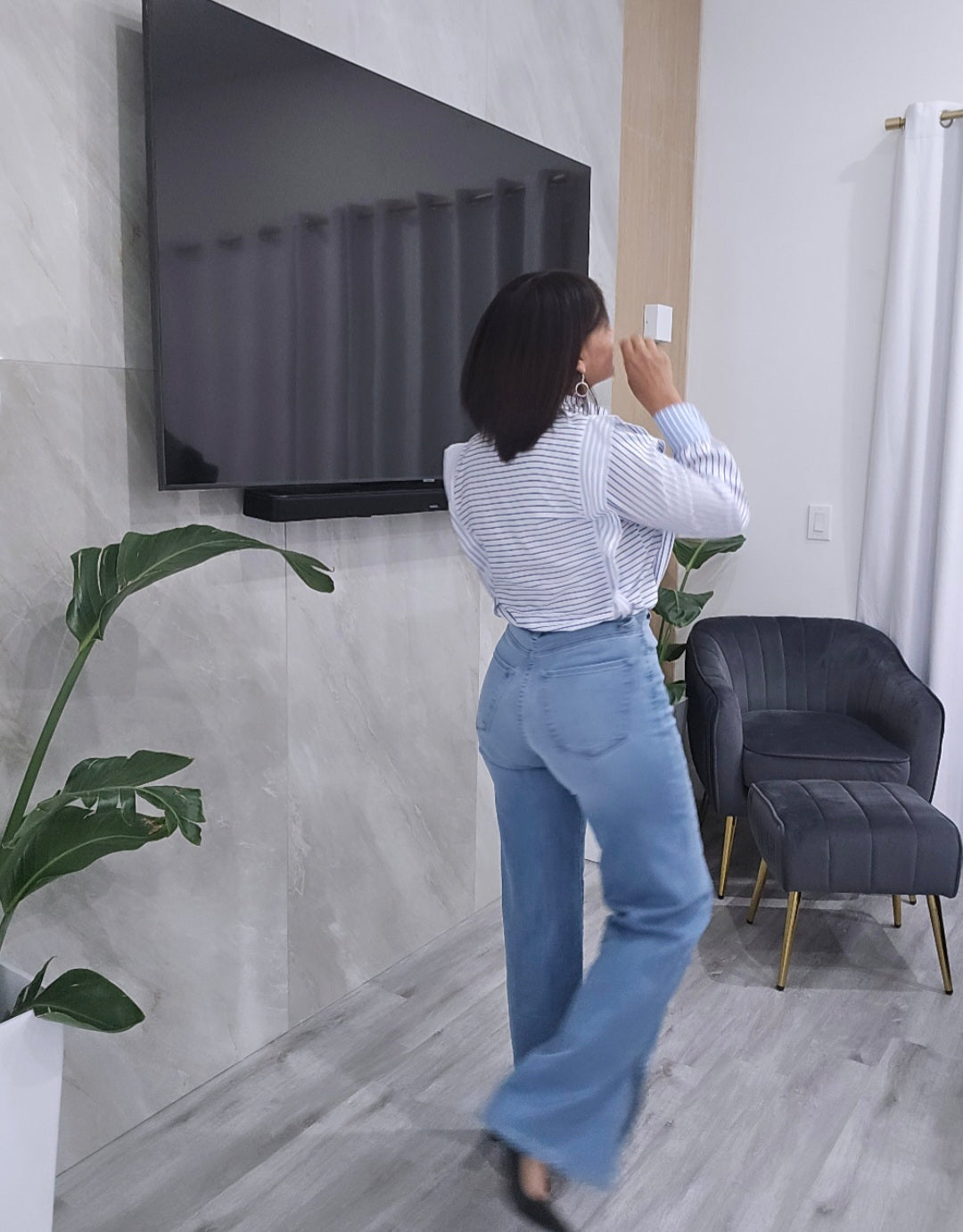 High Waist Open Leg Jean