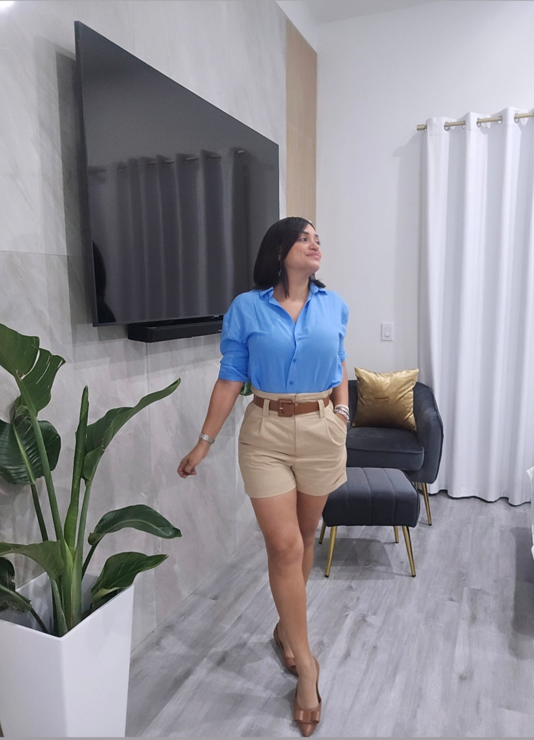 Khaki Belt Shorts