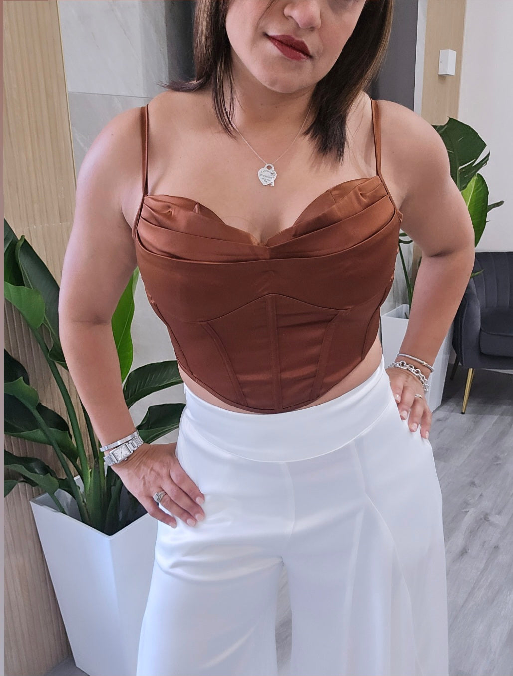 Mocca Satin Top