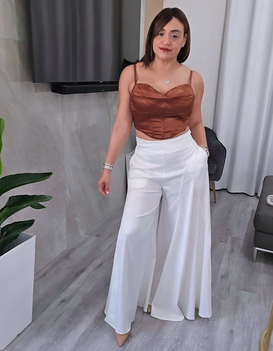 Mocca Satin Top