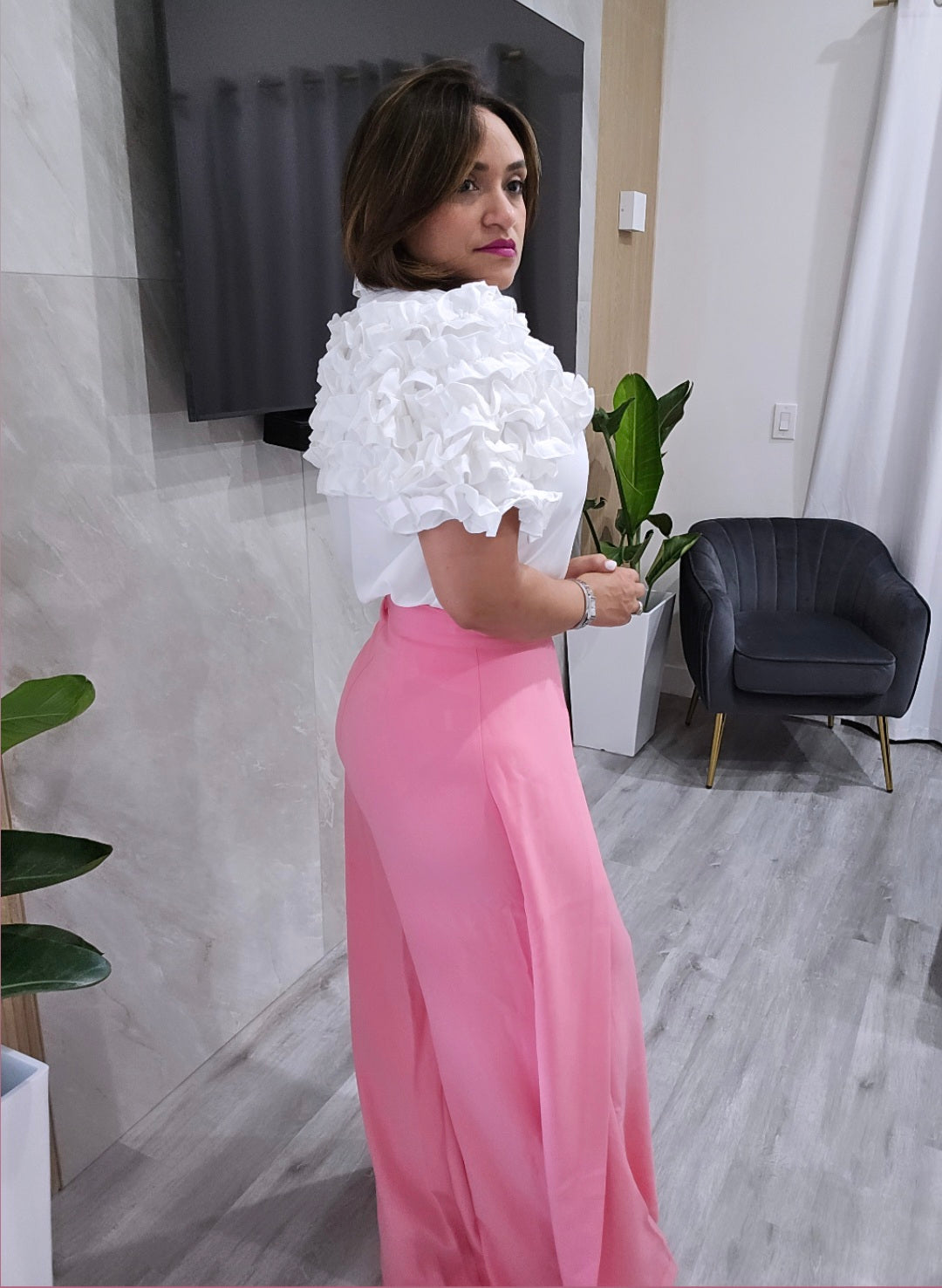 Ruffle Button Blouse
