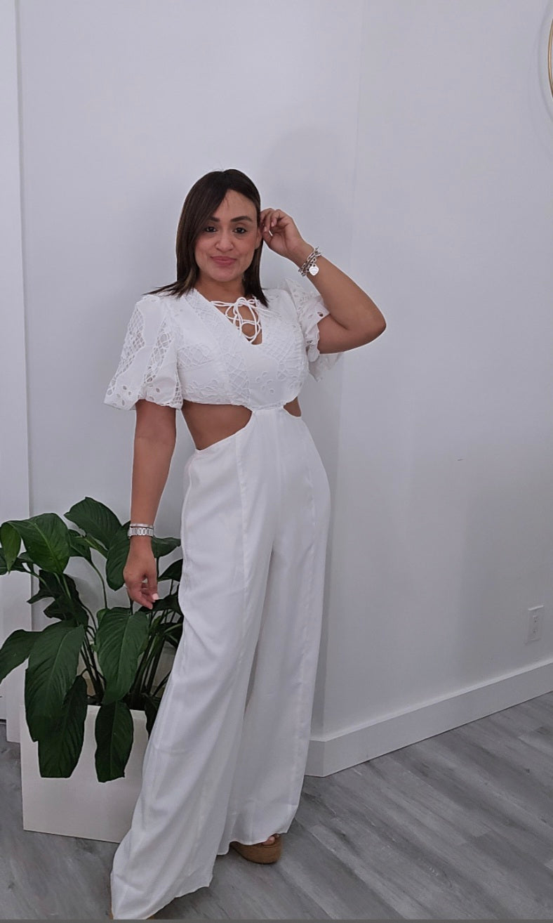 Eyelet White Jumpsuit