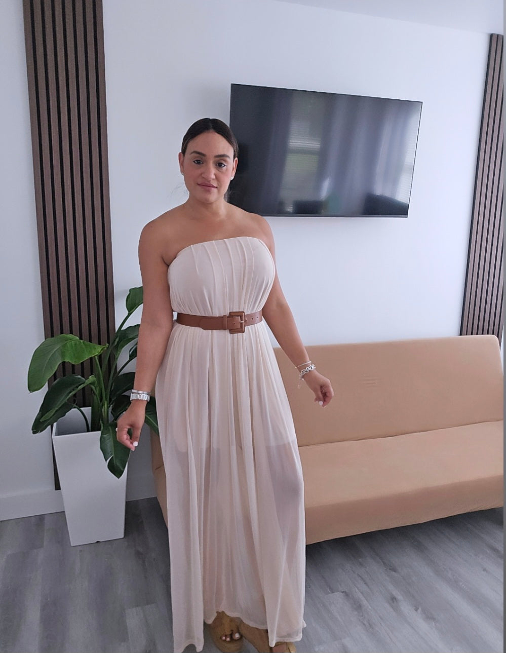 Oatmeal Tunic Tube Maxi Dress