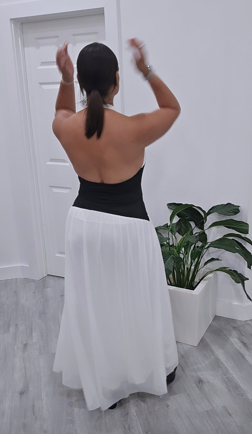 Halter Color Block Maxi Dress