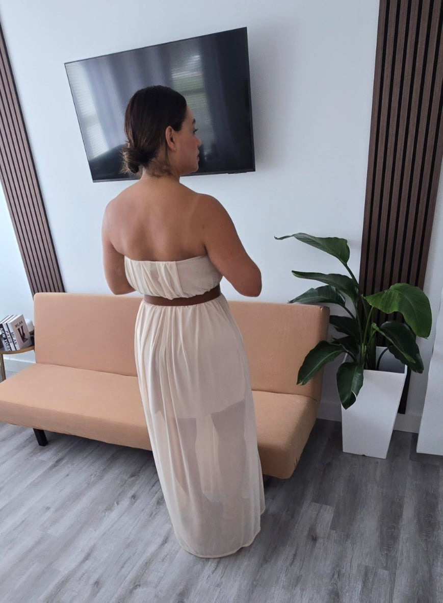 Oatmeal Tunic Tube Maxi Dress