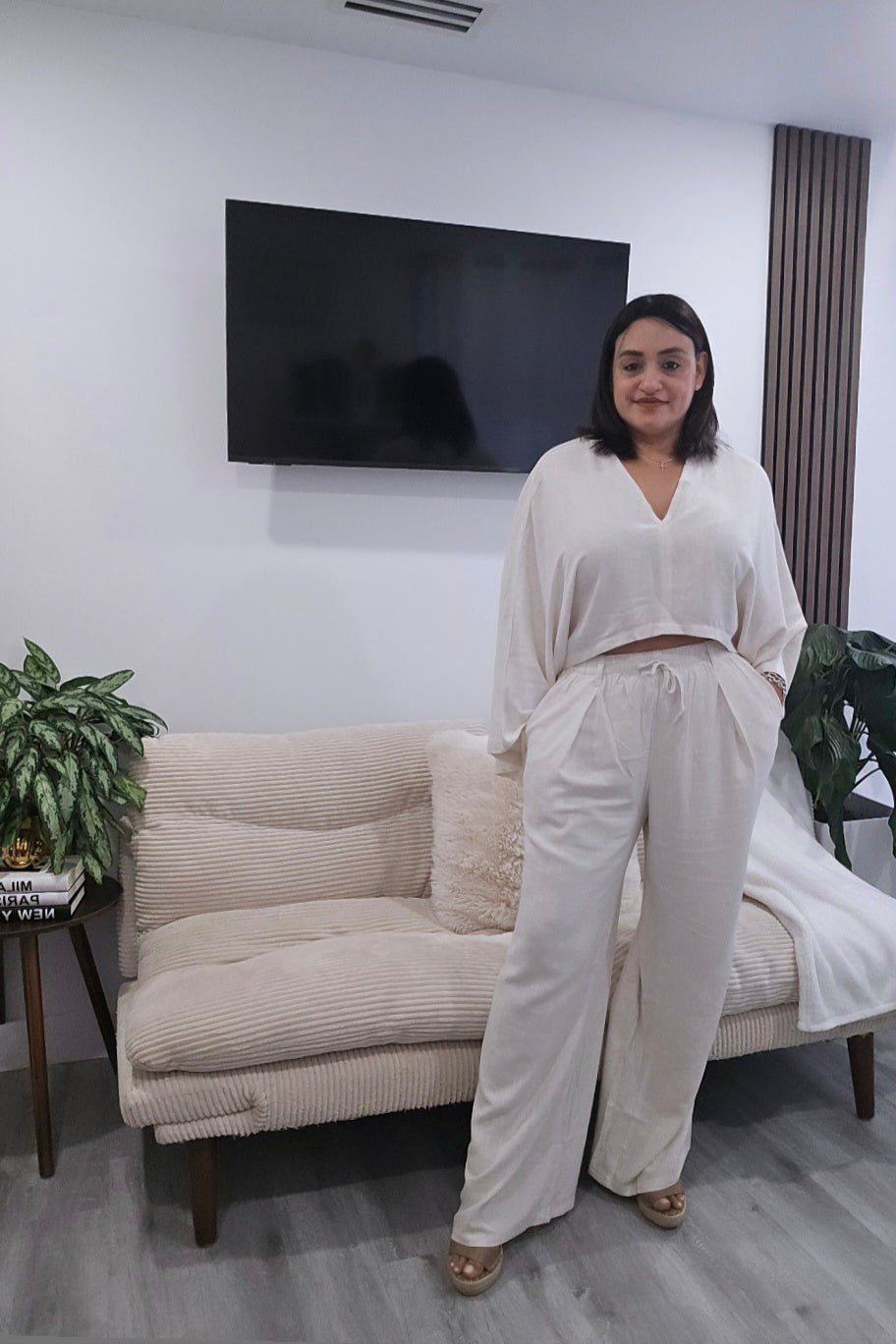 Linen Long Sleeve Palazzo Set