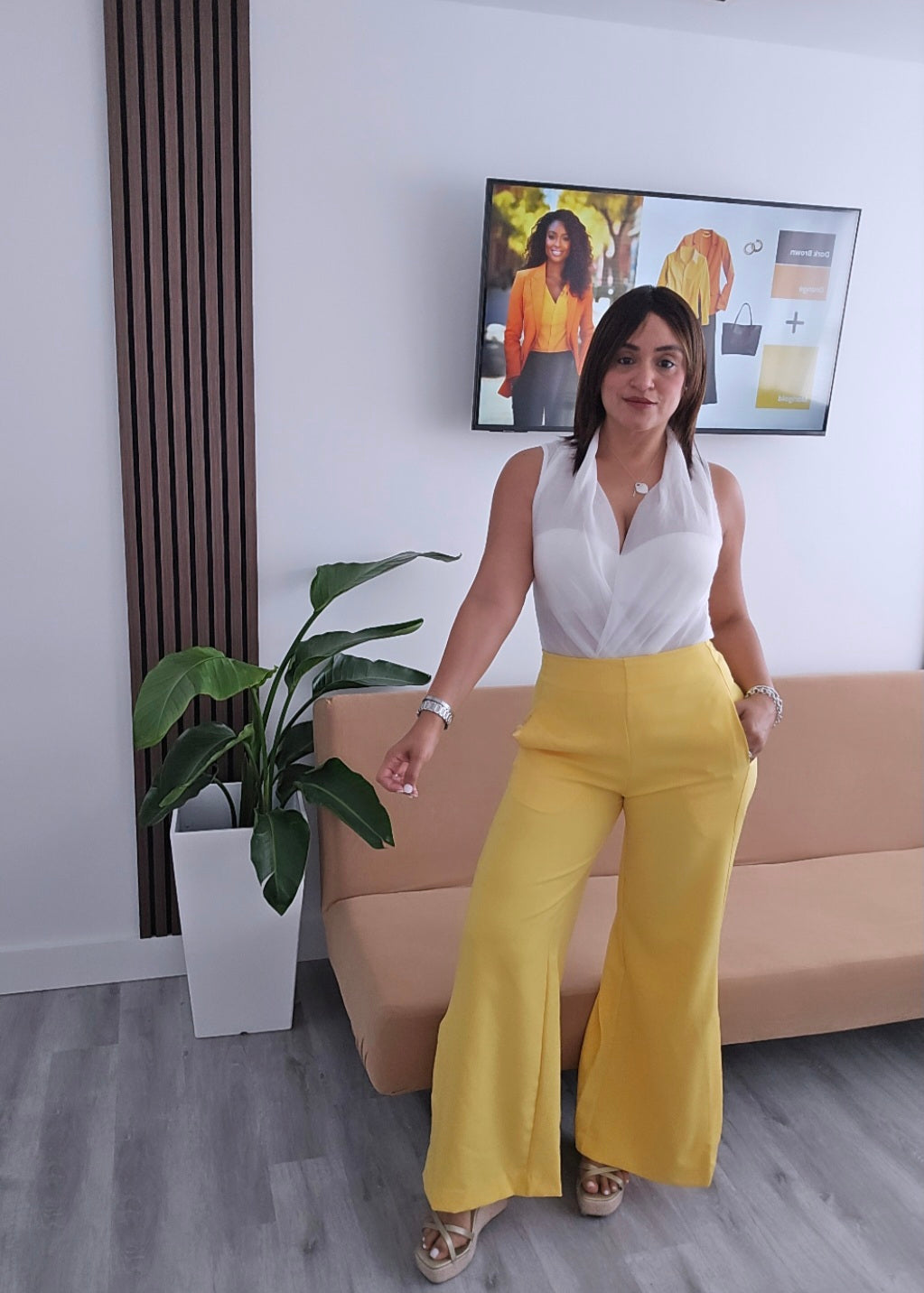 Yellow Open Leg Palazzo