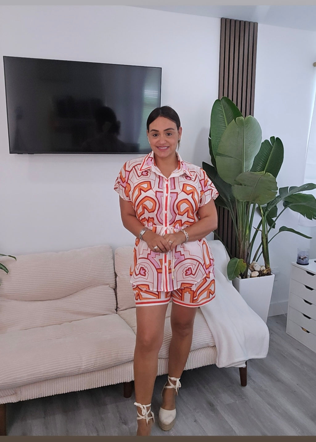 Button Shirt Short Pants Set