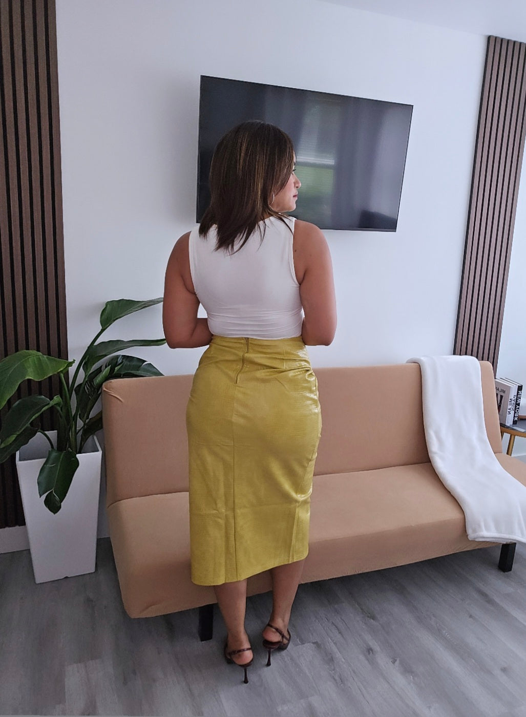 Yellow Leather Skirt