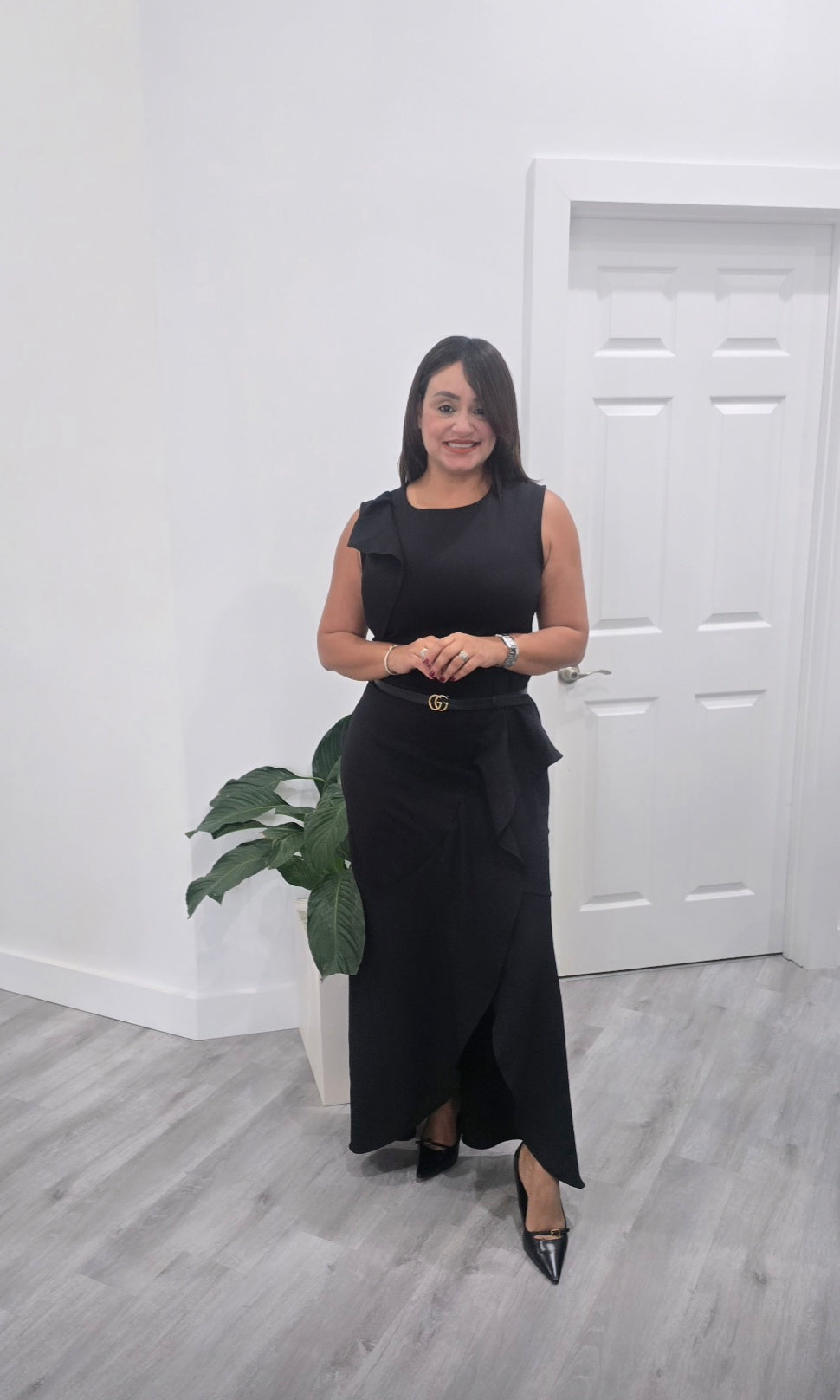 Black Ruffle Long Dress