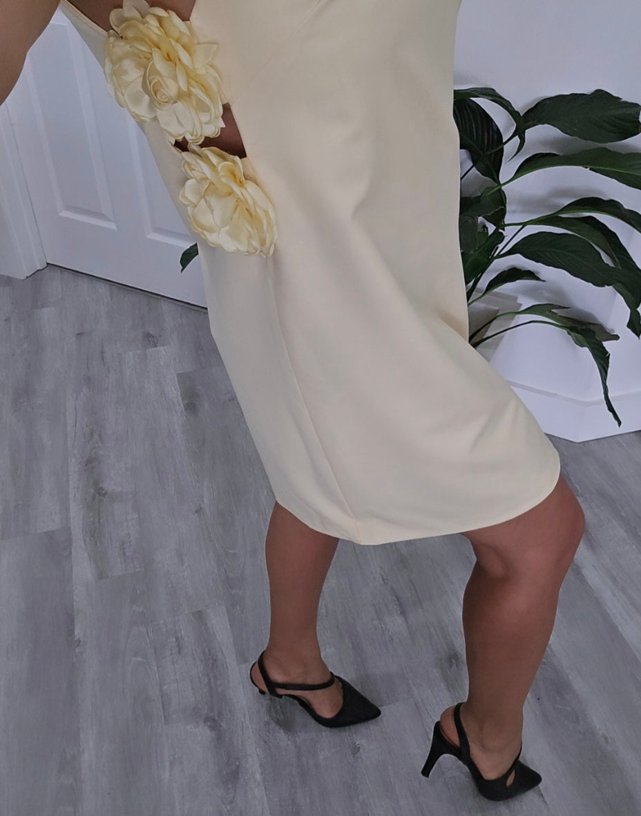 Butter Yellow Flower Dress