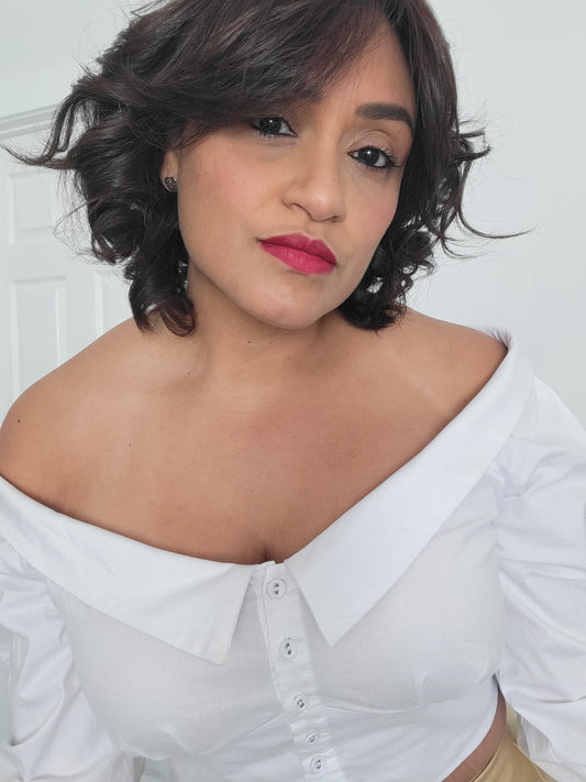 Off Shoulder Button Crop Top