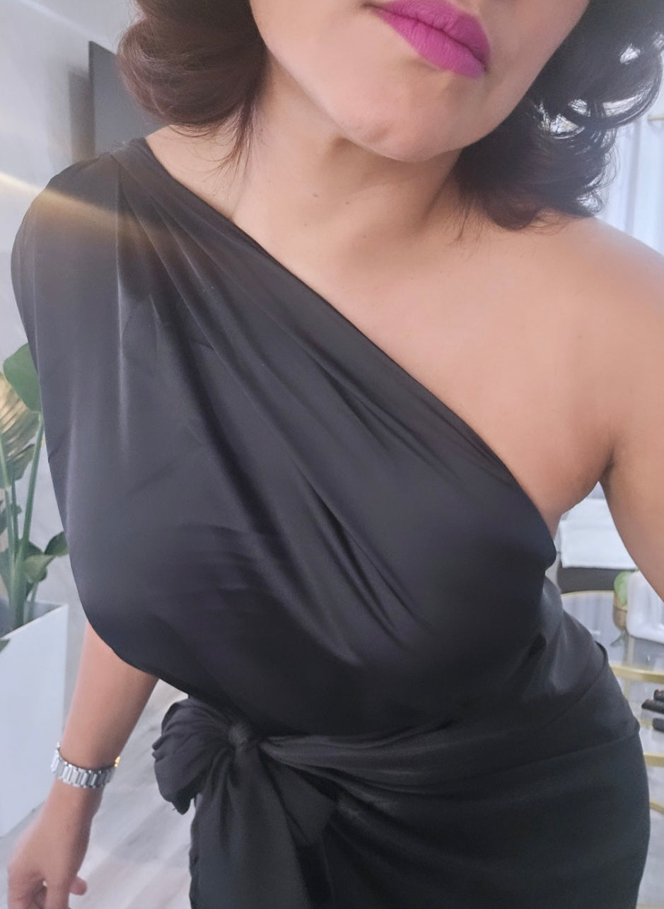 Satin Little Black Dress