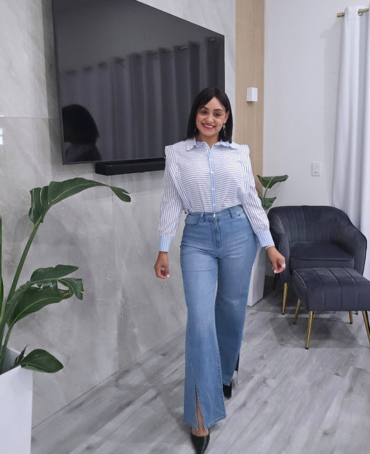 High Waist Open Leg Jean