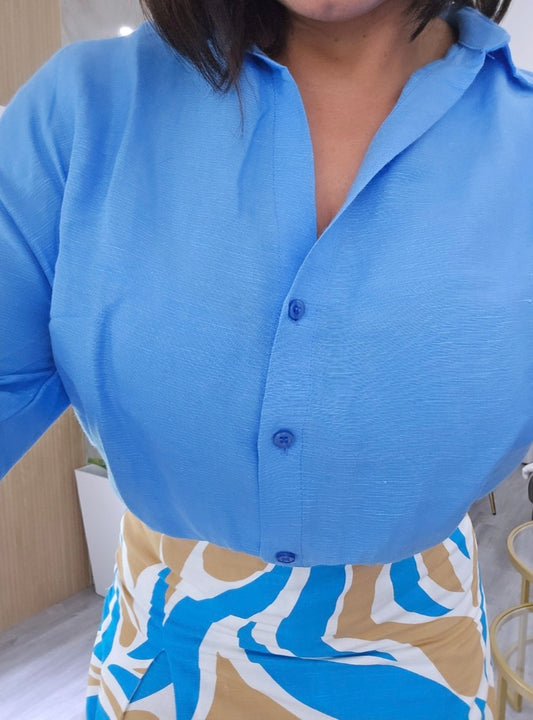 Blue Button Blouse