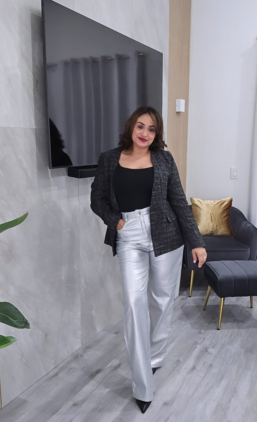 Silver Metallic Pants