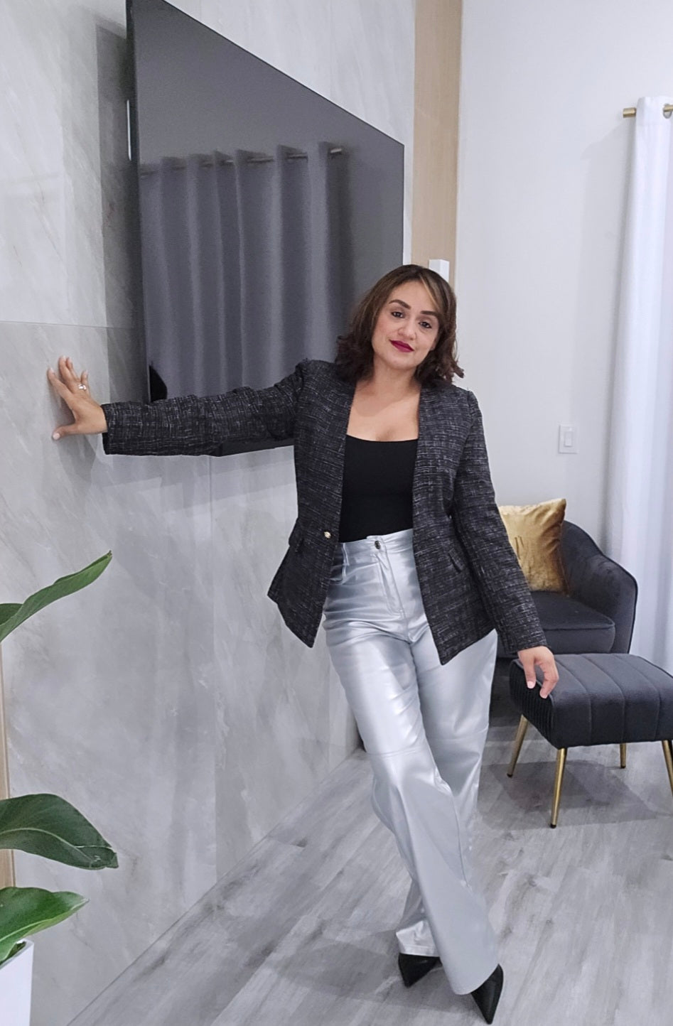 Silver Metallic Pants