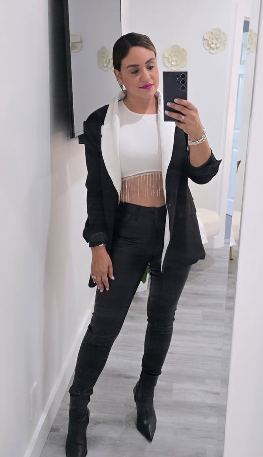 White Rhinestones Top
