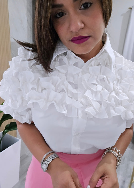 Ruffle Button Blouse