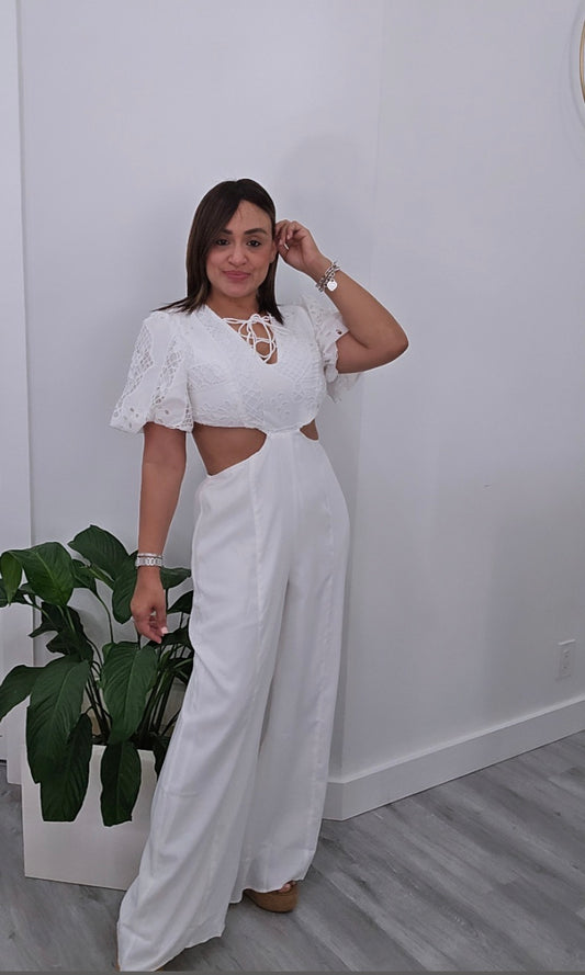 Eyelet White Jumpsuit