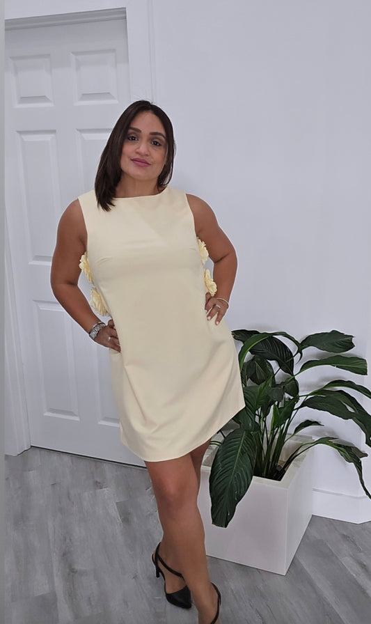 Butter Yellow Flower Dress