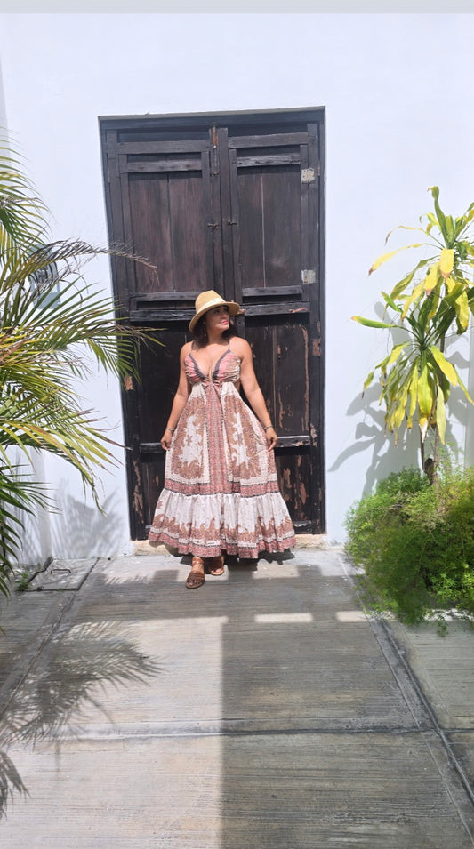 Beige Brown Maxi Dress