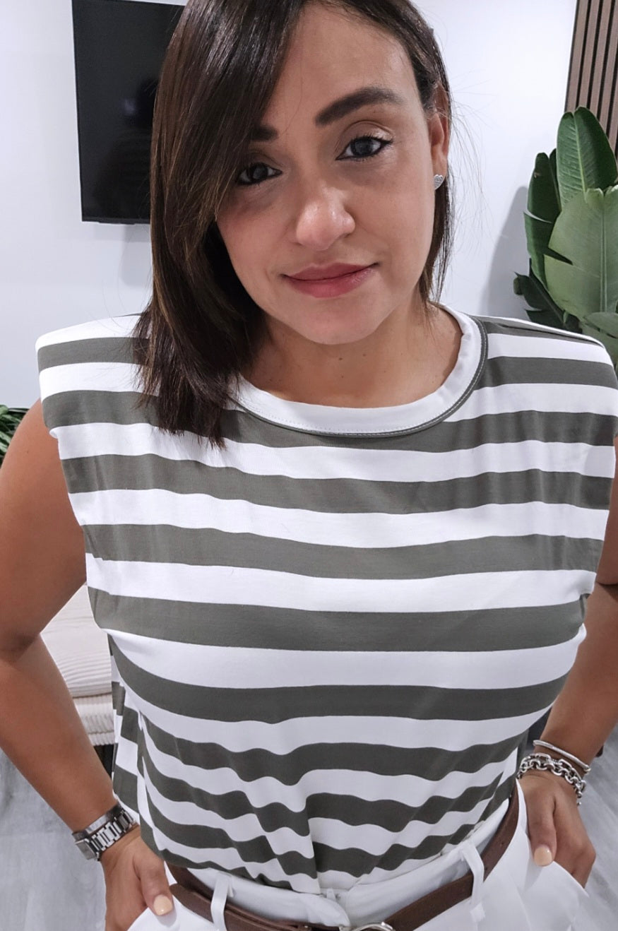 Olive/White Stripes Basic