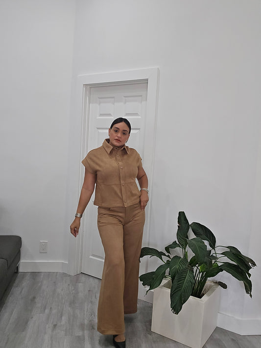 Camel Jacket Top Pants Set