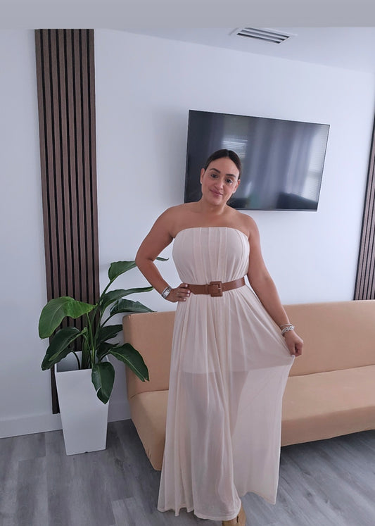 Oatmeal Tunic Tube Maxi Dress