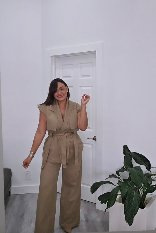 Trench Coat Pants Set