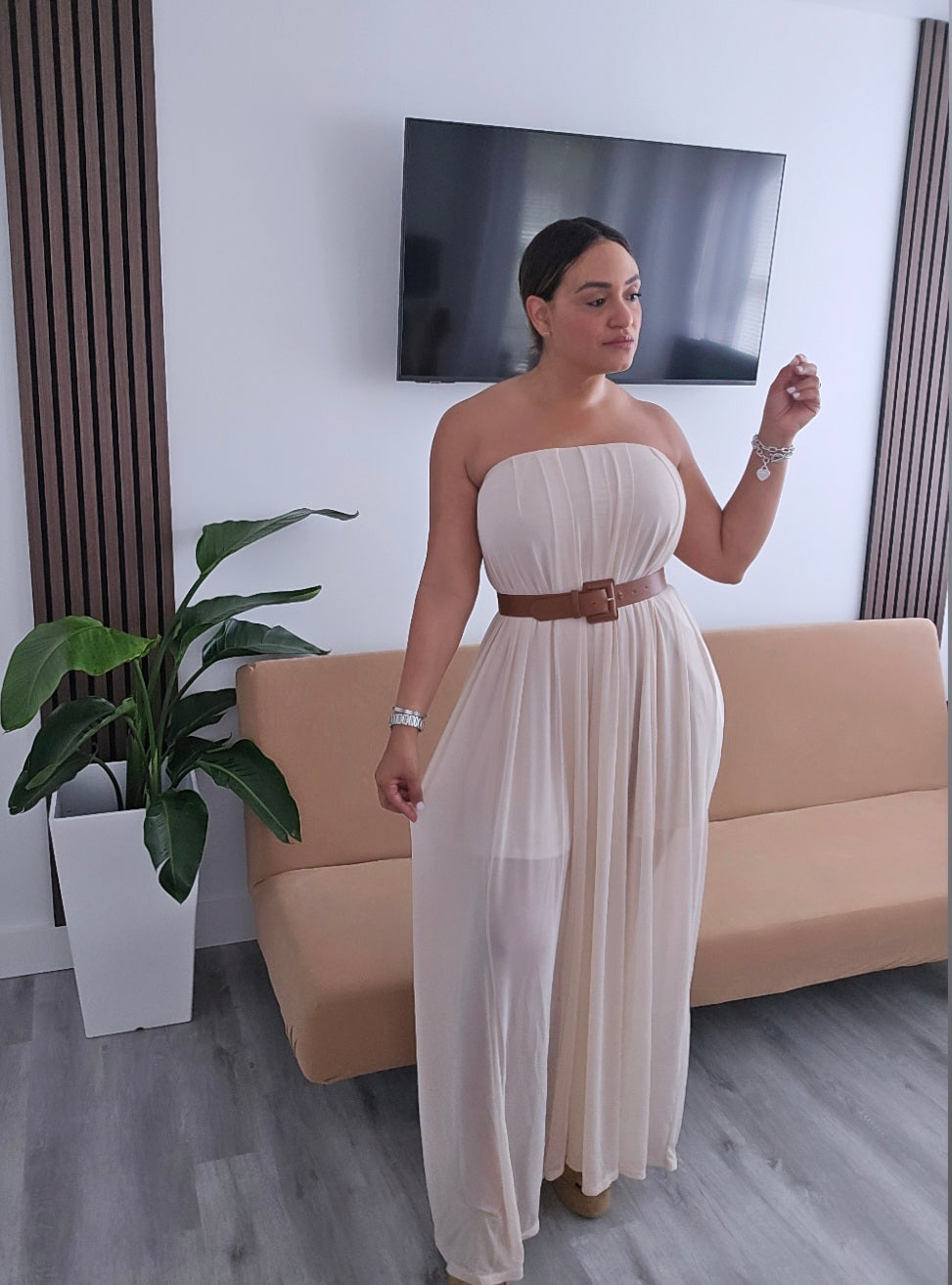 Oatmeal Tunic Tube Maxi Dress