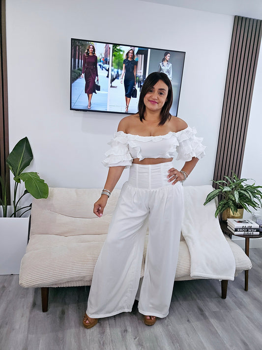 Ruffle Crop Palazzo Set