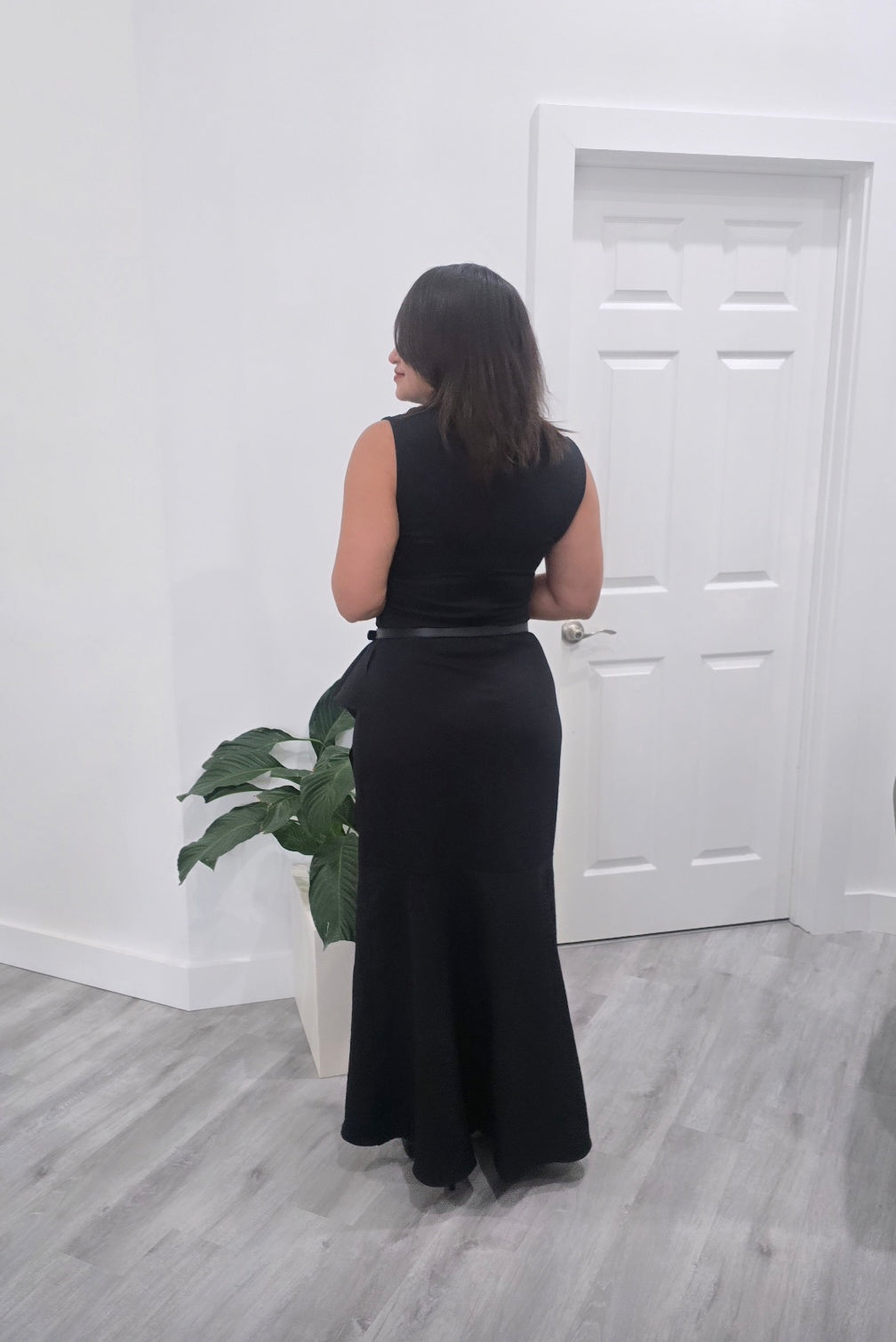 Black Ruffle Long Dress