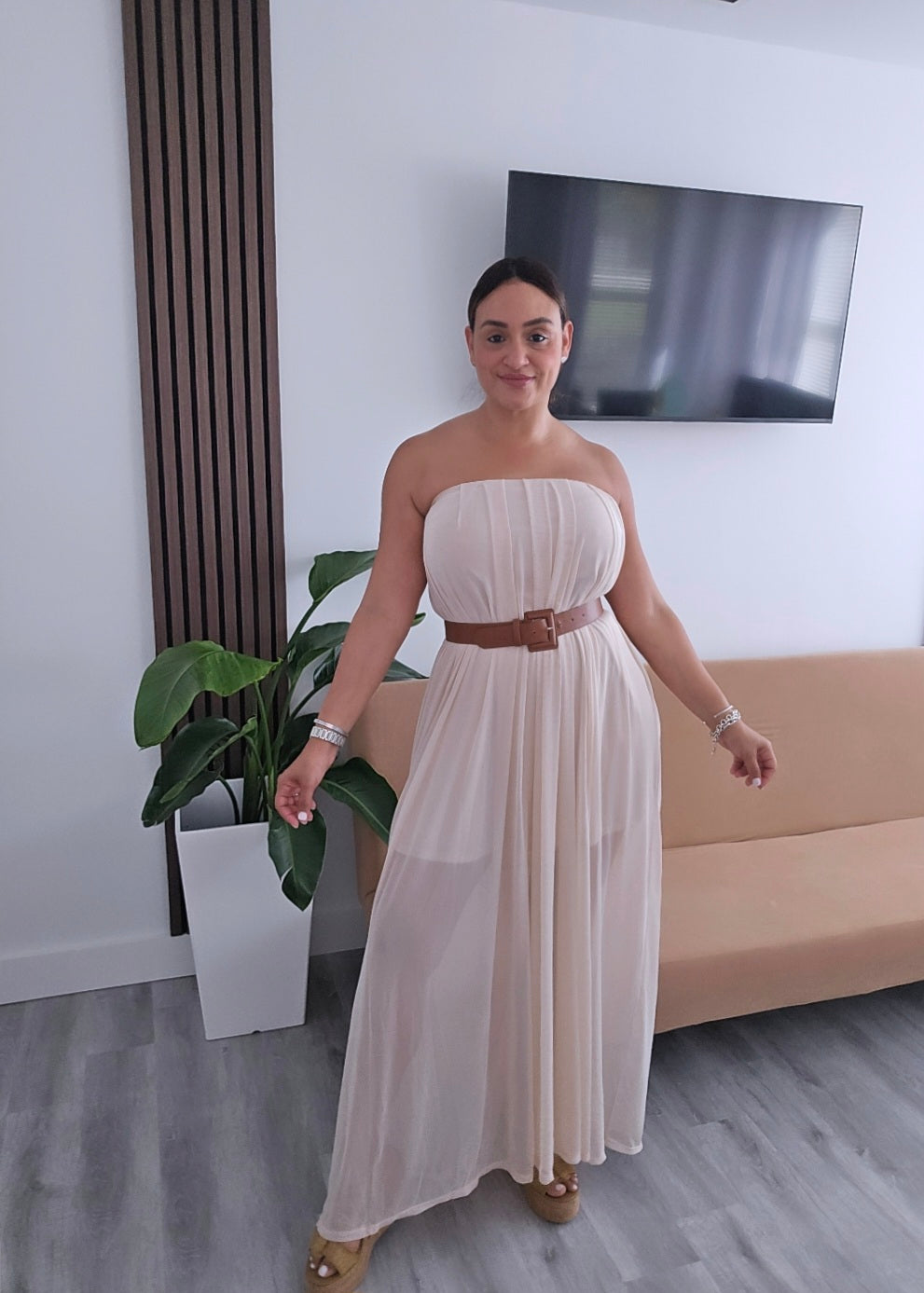 Oatmeal Tunic Tube Maxi Dress
