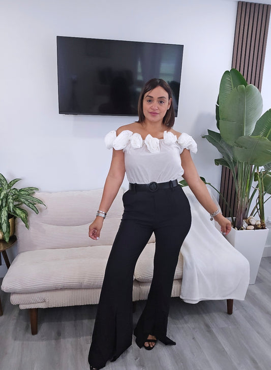 Black & White Flowers Jumpsuit