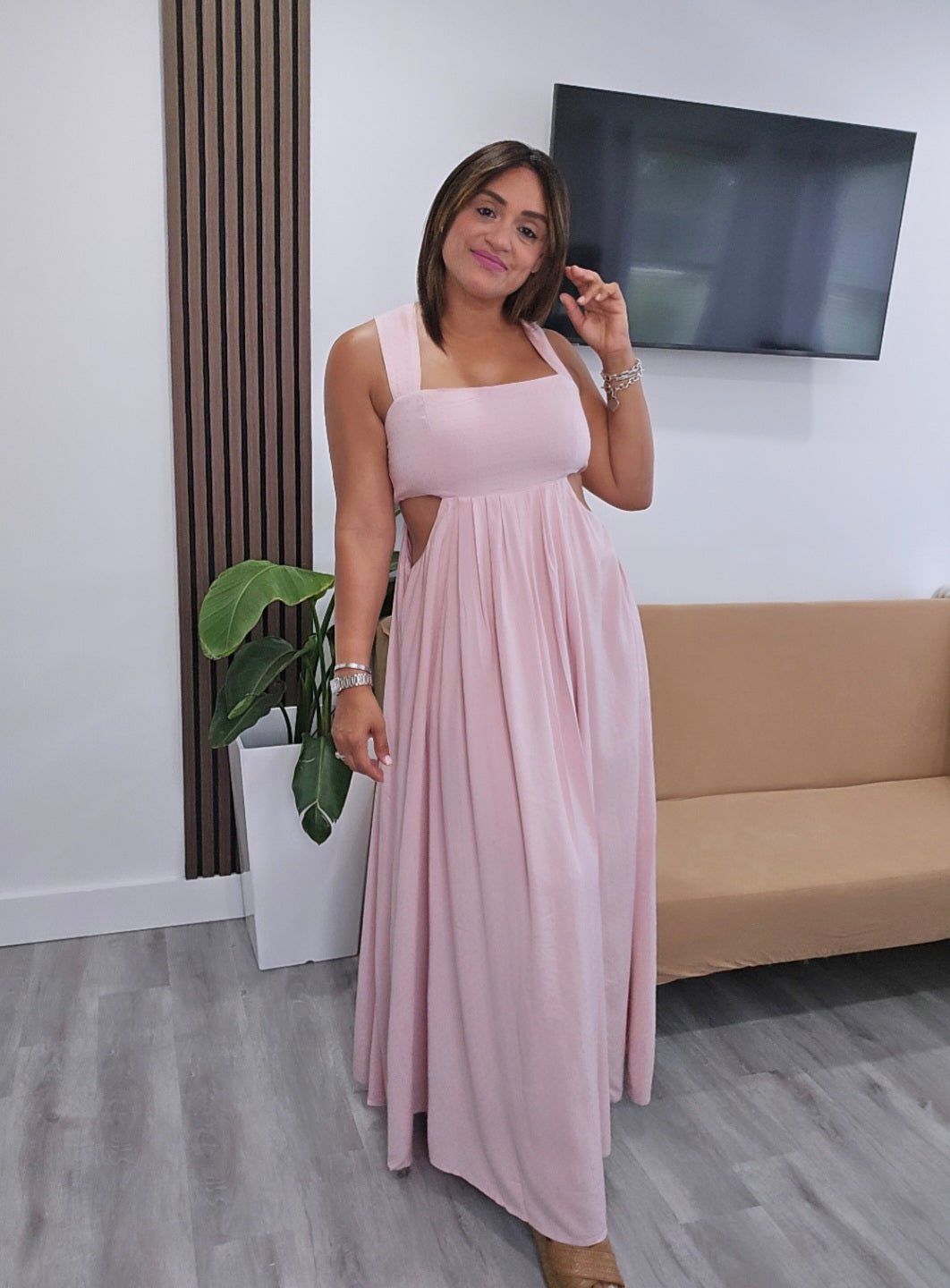 Blush Pink Side Open Maxi