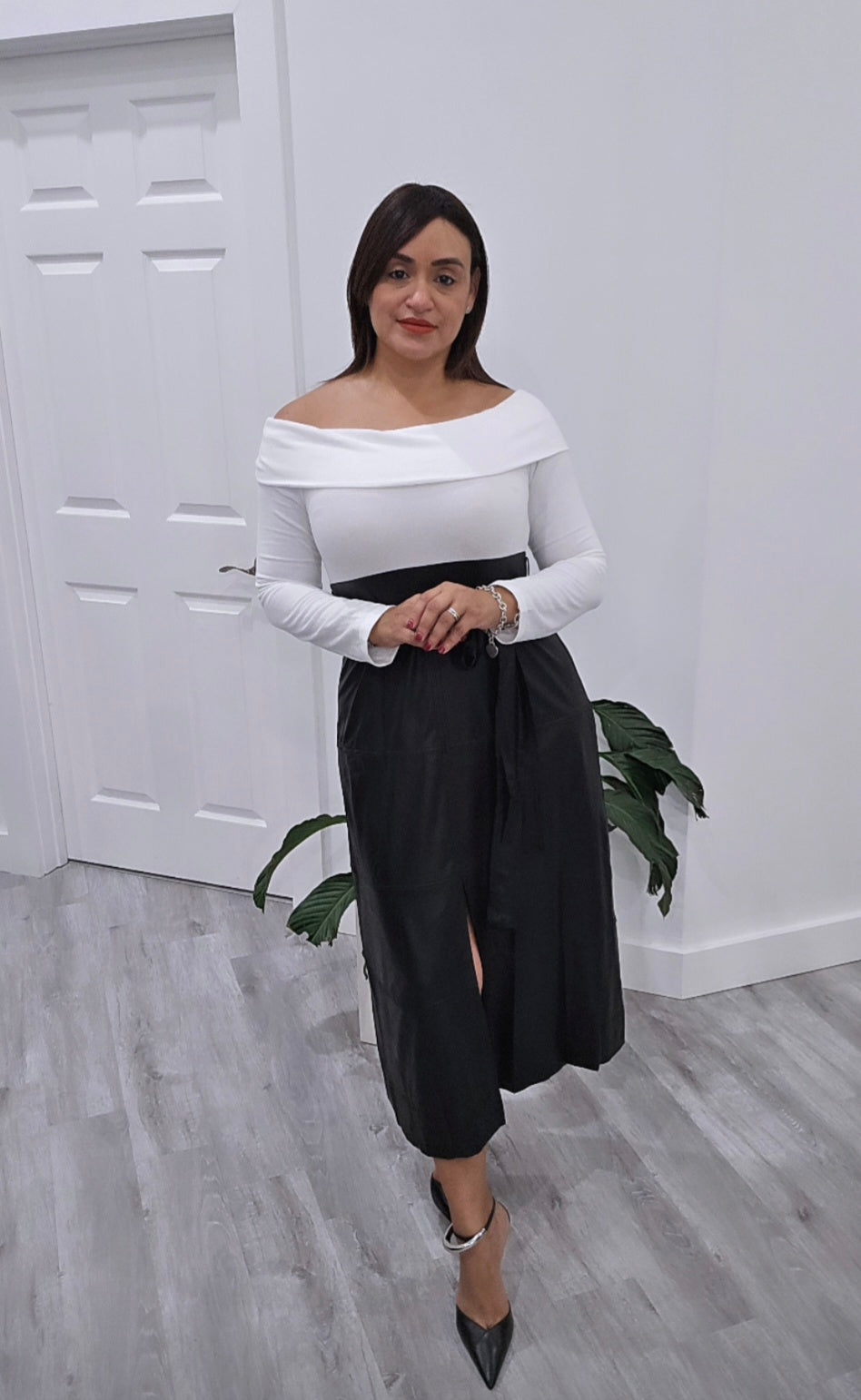 Black & White Midi Dress