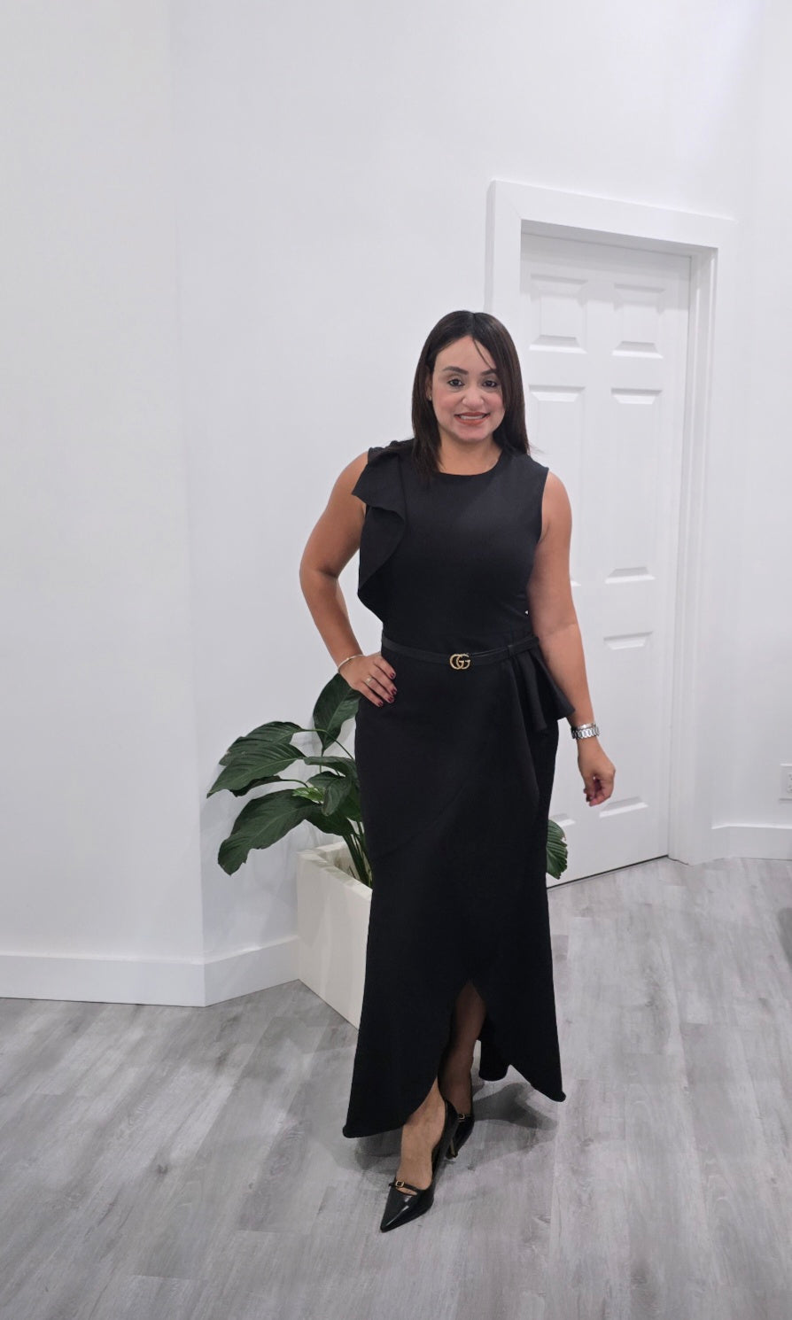 Black Ruffle Long Dress