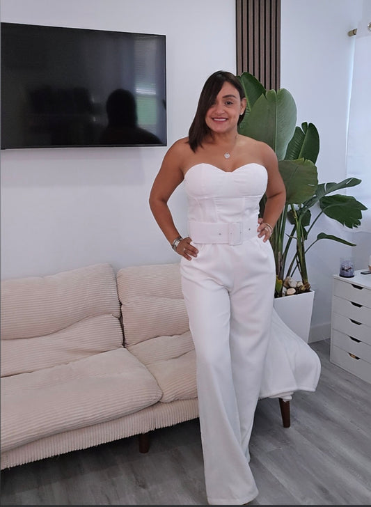 White Belt Jumpsuit
